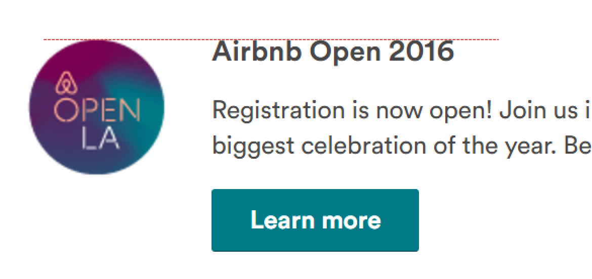 An Airbnb notification with a circular image on the left and the title on the right, its cap height aligned to the top of the image