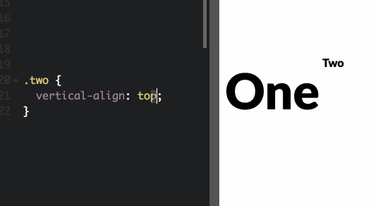 GIF showing CSS vertical-align toggling from top to baseline to align two pieces of text
