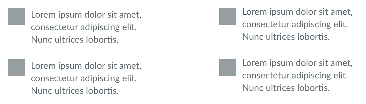 Left, a square icon next to a paragraph that has been aligned-top with Sketch. Right, the same icon and paragraph, but aligned by hand